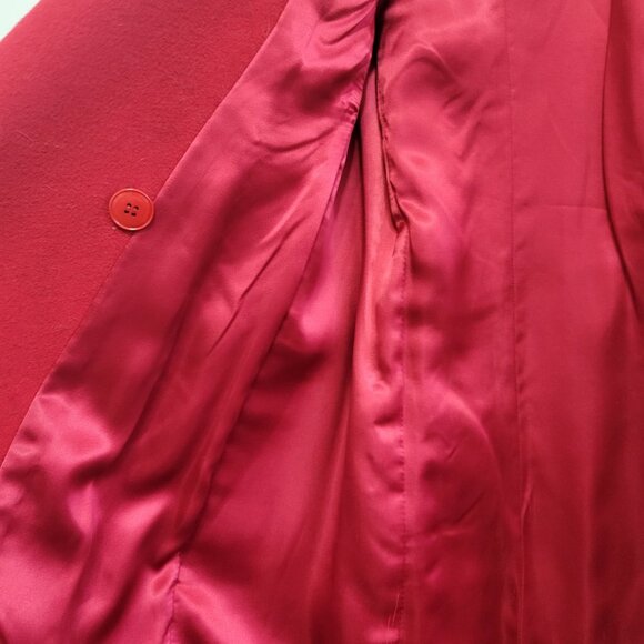 Red Wool Blend Raffinati fitted Maxi Coat long - Picture 6 of 11